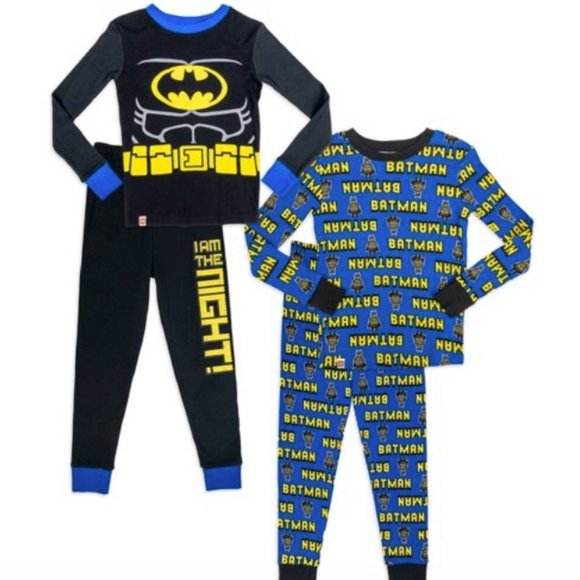 NWt 8 Lego I AM THE NIGHT batman suit bundle superhero winter pajamas boys girls - Picture 1 of 8